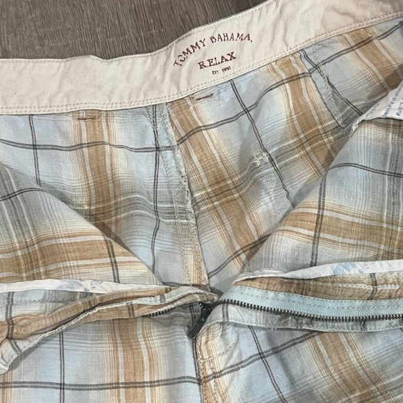 Mens Tommy Bahama Relax Size 36W 100% Linen Sunburst Plaid Shorts Summer Beach - Picture 5 of 10